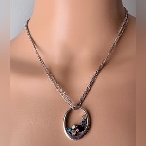 Lia Sophia multicolor crystal pendant necklace doble strands Excellent condition